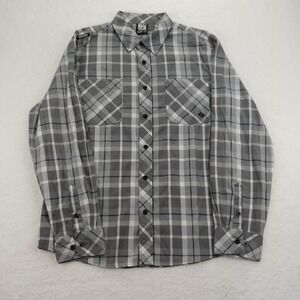 Enyoce‎ Mens Black & White Multi Color Plaid Big Size L Long Sleeve Shirt